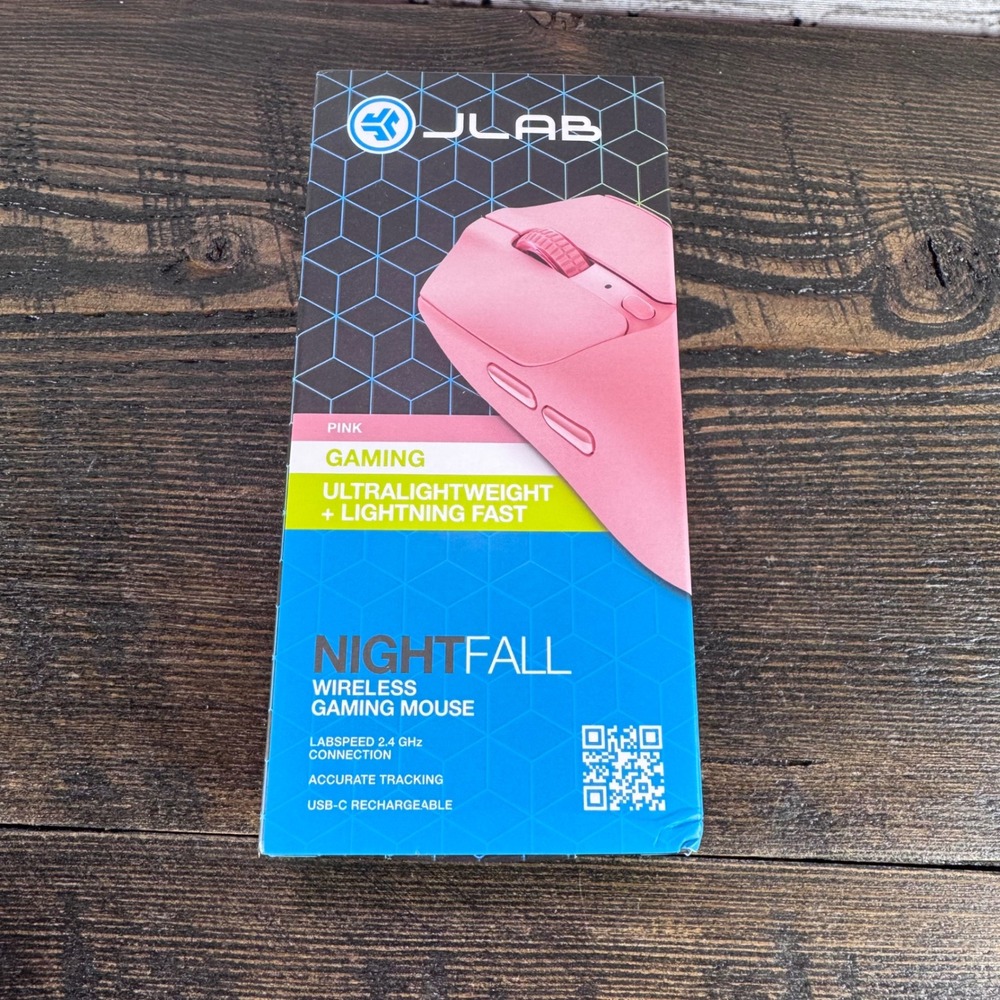 JLab Nightfall Wireless Gaming Mouse Pink Ultralight 53g Bluetooth 12000 DPI